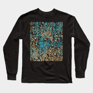 Abstract Colorful Cat Painting Long Sleeve T-Shirt